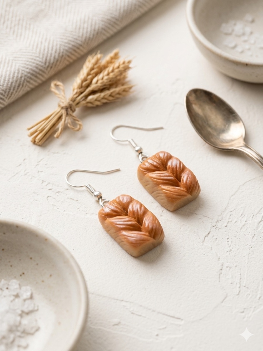 Handmade Mini Bread Loaf Dangle Earrings